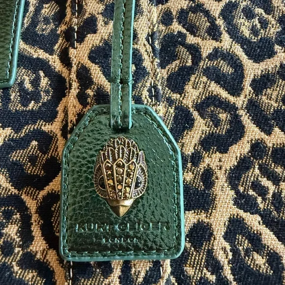 Kurt Geiger SouthBank Animal Print Tote with Metallic Green Accents - Picture 6 of 9